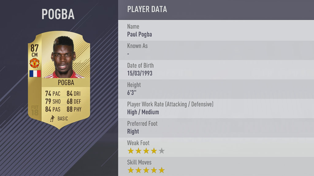 Поль Погба в FIFA 18