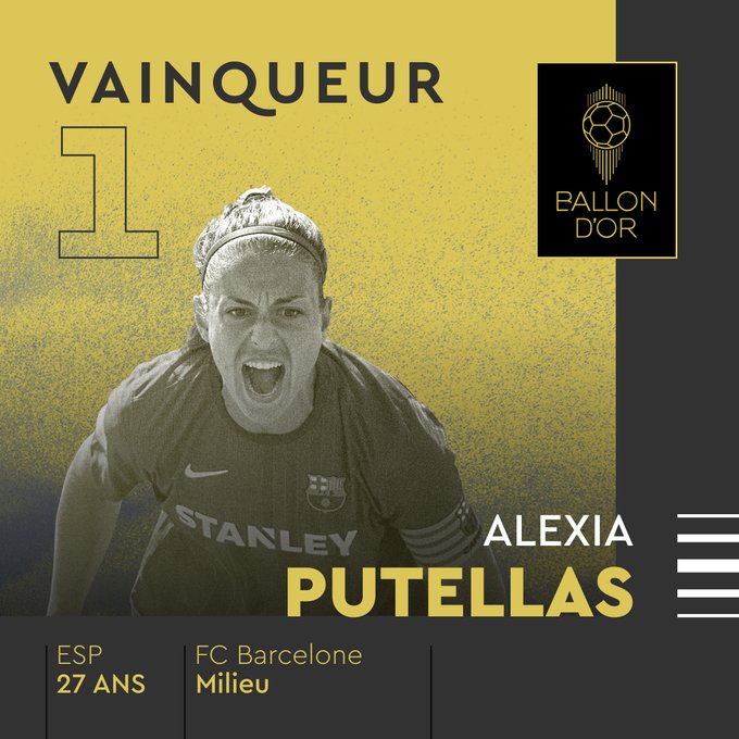 Алексия Путельяс - лучшая футболистка 2021 года по версии журнала France Football